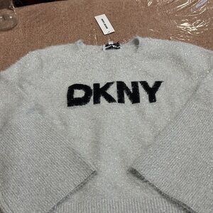 DKNY Women's Sparkling Silver Sweater